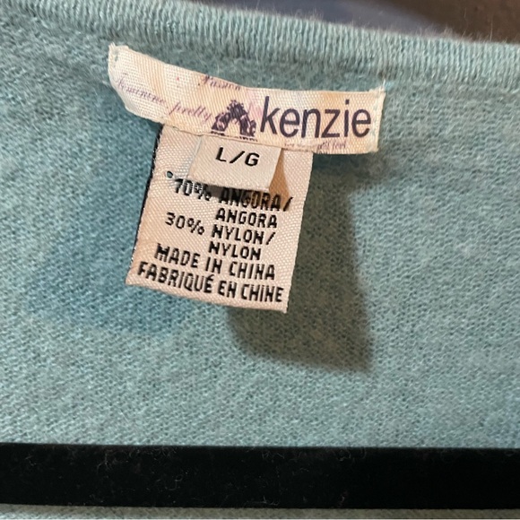 Kenzie Light green mint.V- neck Cardigan Sweater XL lace trim - great condition - Picture 8 of 8